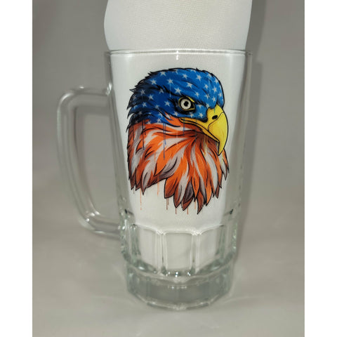 16 oz. Glass Beer Stein - Patriotic Eagle