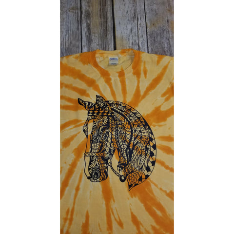 Tie Dye Horse mandala/geometric print t-shirt