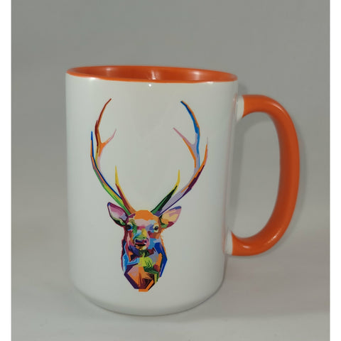 15 oz. Ceramic Mug w/ orange inside and handle